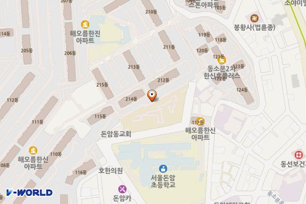 해오름도서관 위치 지도 — 서울특별시 성북구 성북로4길 52(돈암동, 한신한진아파트)