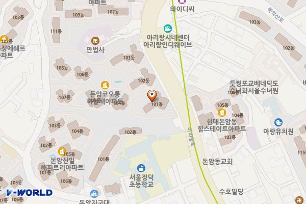 아리랑어린이도서관 위치 지도 — 서울특별시 성북구 아리랑로 75(돈암동, 돈암코오롱하늘채)
