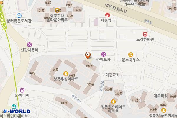 정릉1동 주민센터 위치 지도 — 서울특별시 성북구 정릉로38마길 33, 정릉1동 주민센터 (정릉동)