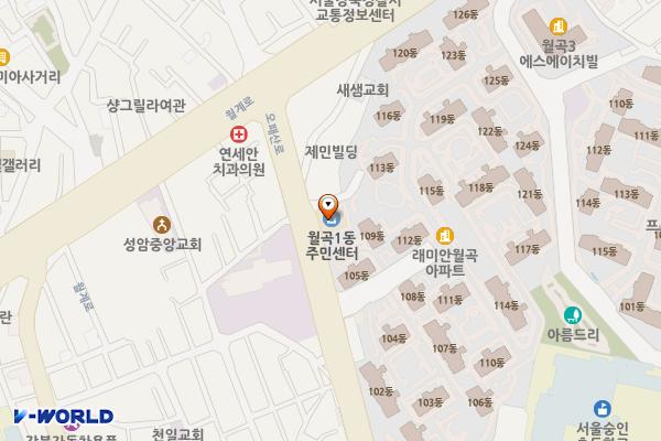 월곡1동 주민센터 위치 지도 — 서울특별시 성북구 오패산로 96, 월곡1동 주민센터 (하월곡동)
