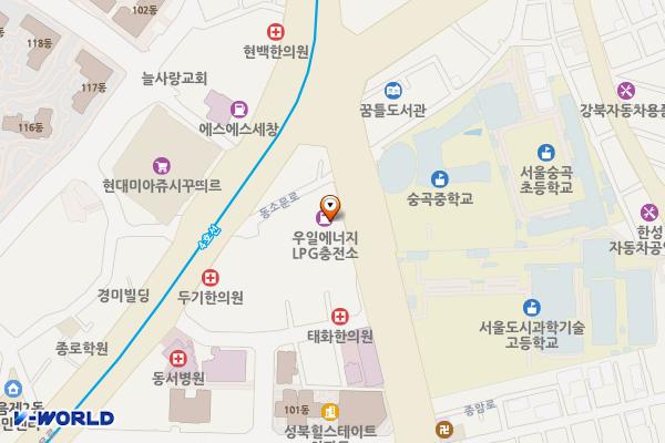 우일에너지 성북점 개방화장실 위치 지도 — 서울특별시 성북구 종암로 201, 우일에너지충전소 성북점 (하월곡동)