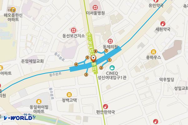 성신여대입구역 공중화장실 위치 지도 — 서울특별시 성북구 동소문로 지하102, 성신여대입구역 (동선동4가)