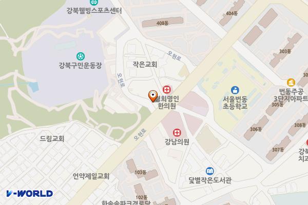 강북장애인복지관 위치 지도 — 서울특별시 강북구 오현로 189