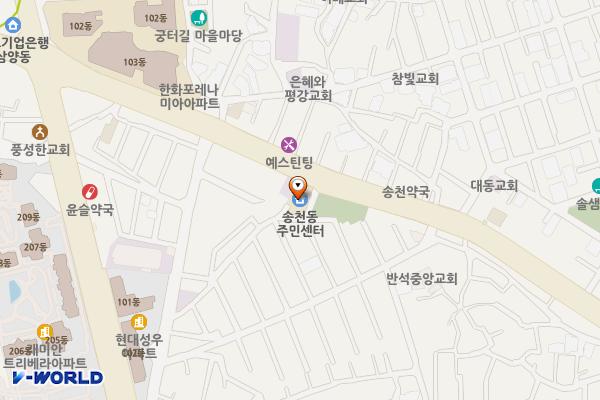 송천동주민센터 화장실 위치 지도 — 서울특별시 강북구 솔샘로 284 (미아동, 송천동 주민센터)