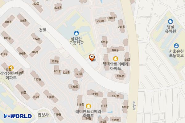 삼각산어린이도서관 위치 지도 — 서울특별시 강북구 삼양로19길 34