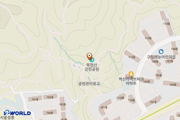 북한산유아숲체험장 화장실 위치 지도 — 서울특별시 강북구 산 108-19