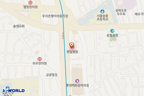 햇빛병원 화장실 위치 지도 — 서울특별시 강북구 도봉로 74 (미아동)