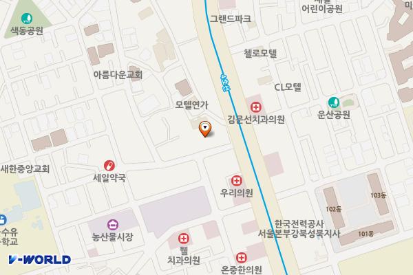 수유프라자 개방화장실 위치 지도 — 서울특별시 강북구 도봉로 261 (수유동, 삼호아파트, 수유프라자)