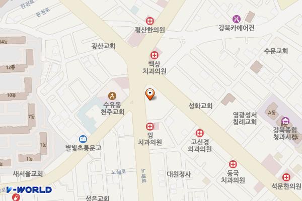 강북우리들병원 화장실 위치 지도 — 서울특별시 강북구 한천로 1083 (수유동, 광산타워)