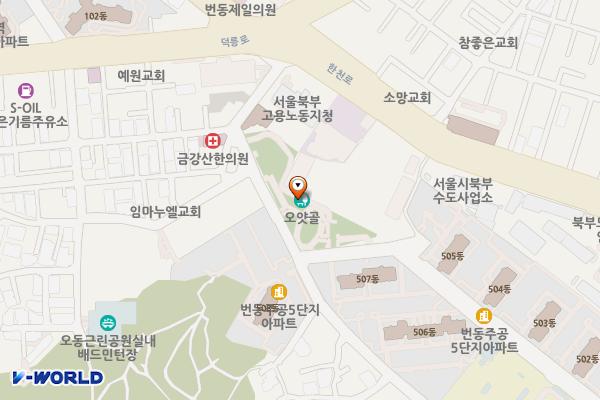 오얏골어린이공원 화장실 위치 지도 — 서울특별시 강북구 번동 228