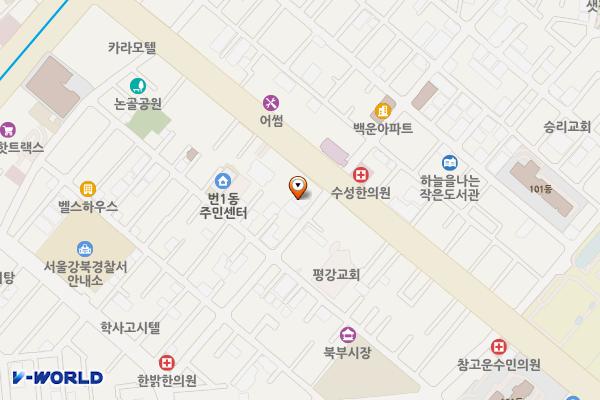 강북구가족센터 위치 지도 — 서울특별시 강북구 한천로129길 6