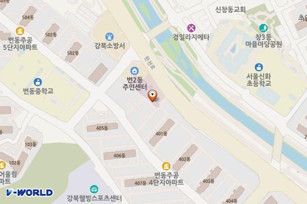 번2동주민센터 위치 지도 — 서울특별시 강북구 한천로 897