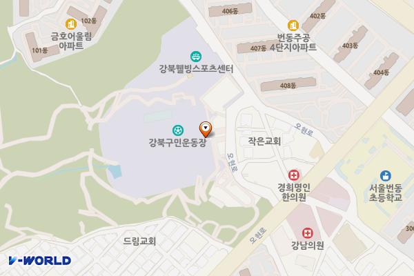 강북구민운동장 위치 지도 — 서울특별시 강북구 오현로 187-25