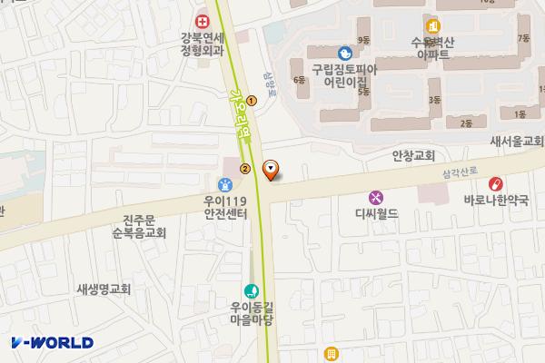 수유2파출소 화장실 위치 지도 — 서울특별시 강북구 삼각산로 115 (수유동)