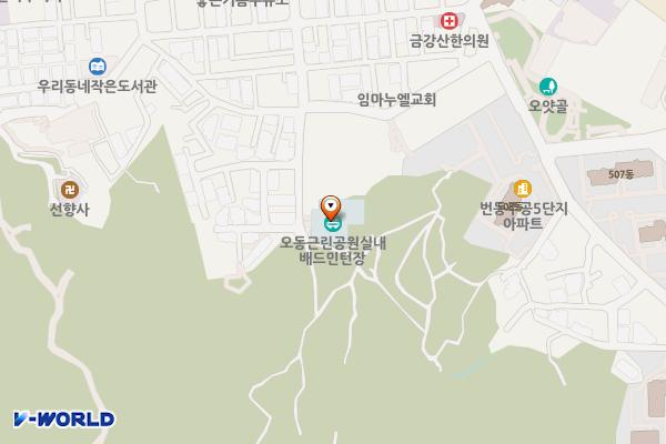 오동근린공원 실내배드민턴장 위치 지도 — 서울특별시 강북구 덕릉로42길 49