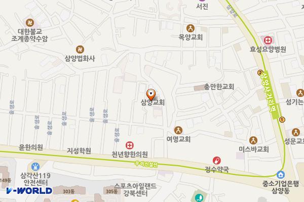 삼양교회 개방화장실 위치 지도 — 서울특별시 강북구 솔샘로 47길 21