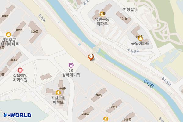 벌리교 공중화장실 위치 지도 — 서울특별시 강북구 번동 266