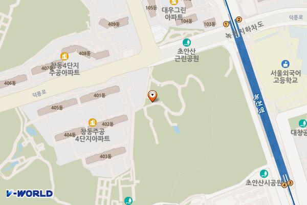 초안산 붕붕도서관 위치 지도 — 서울특별시 도봉구 창동 428