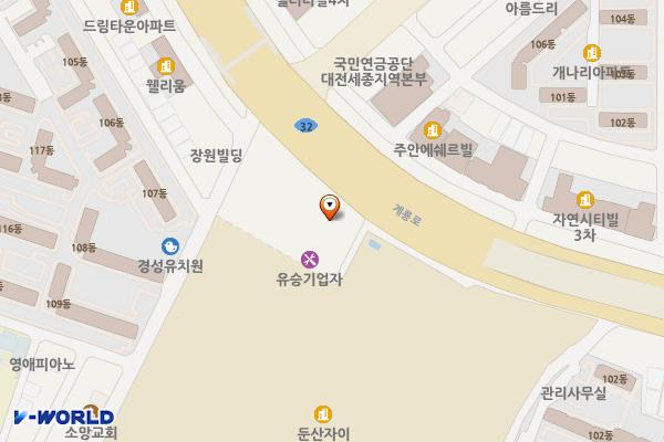 유승기업(현대블루핸즈) 위치 지도 — 대전광역시 서구 계룡로 510