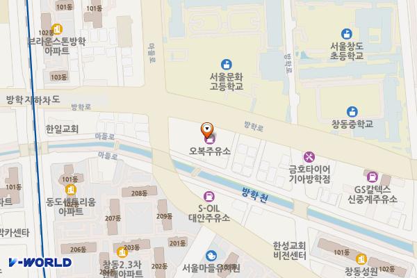 오복주유소 위치 지도 — 서울특별시 도봉구 방학로 43