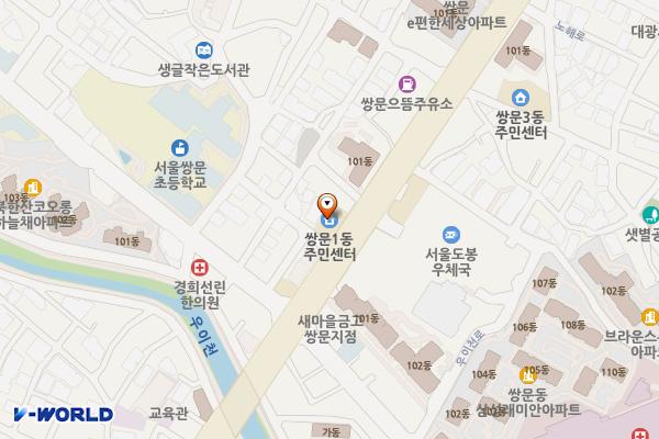 쌍문1동 주민센터 위치 지도 — 서울특별시 도봉구 노해로 147