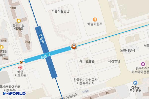 창동역동측 위치 지도 — 서울특별시 도봉구 마들로11길 75-1