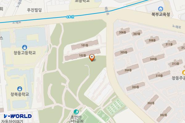 초안산근린공원 위치 지도 — 서울특별시 도봉구 해등로3길 48-11