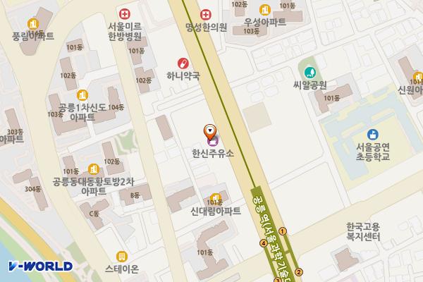 한신주유소 위치 지도 — 서울특별시 노원구 동일로 1089 (공릉동)