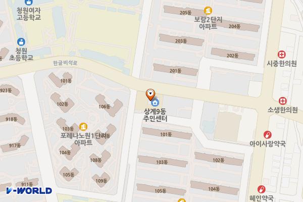 상계9동주민센터 위치 지도 — 서울특별시 노원구 한글비석로487