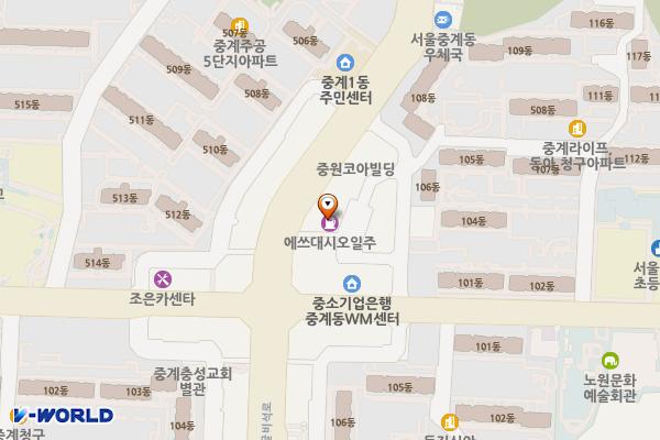 남선석유(주)구도일주유소 불암 위치 지도 — 서울특별시 노원구 한글비석로 268 (중계동)