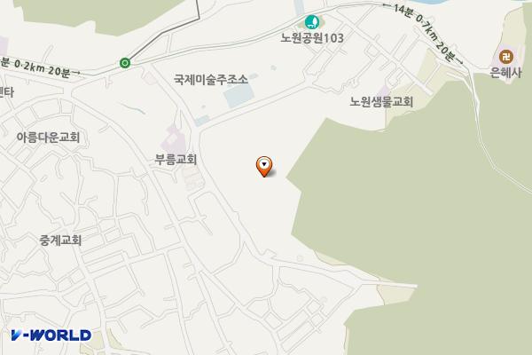 조일배드민턴 위쪽 위치 지도 — 서울특별시 노원구 중계본동 산 104-28