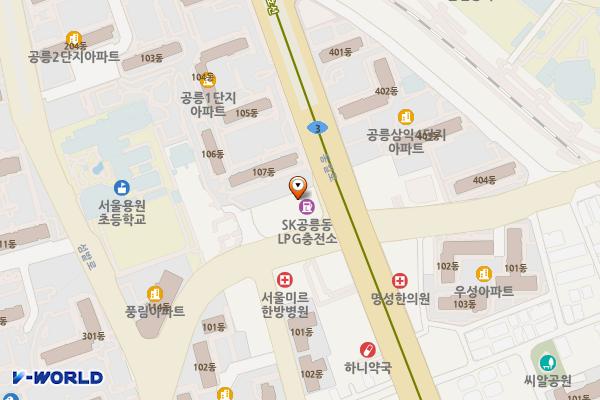 SK행복충전 신성에너지충전소 위치 지도 — 서울특별시 노원구 동일로 1113 (공릉동)