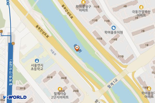 중랑천 화장실(장애인용) 위치 지도 — 서울특별시 노원구 월계동 235-1