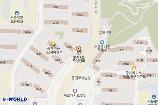 중계1동주민센터 위치 지도 — 서울특별시 노원구 한글비석로 279