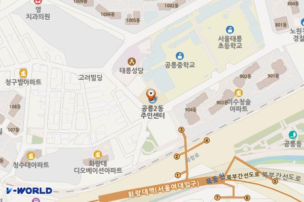 공릉2동주민센터 위치 지도 — 서울특별시 노원구 노원로1길 68