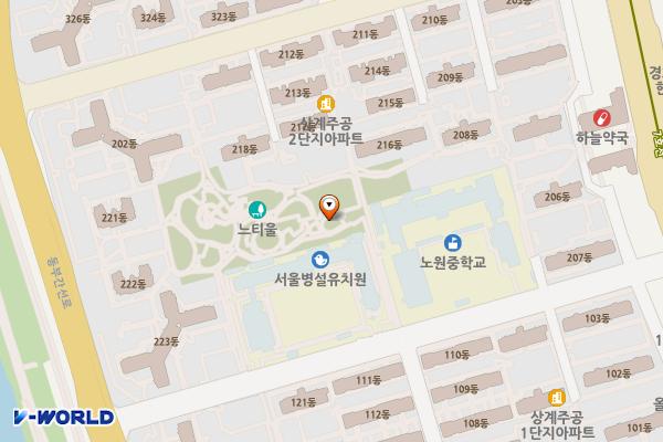 느티울근린공원 위치 지도 — 서울특별시 노원구 상계6,7동741-2