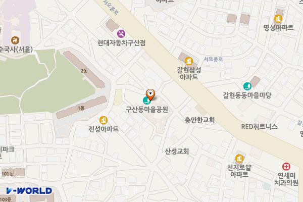 구산동 마을공원 화장실 위치 지도 — 서울특별시 은평구 서오릉로17길 2-9