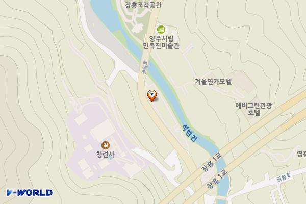 장흥관광지 제1주차장(하천변) 위치 지도 — 경기도 양주시 장흥면 석현리 392-7
