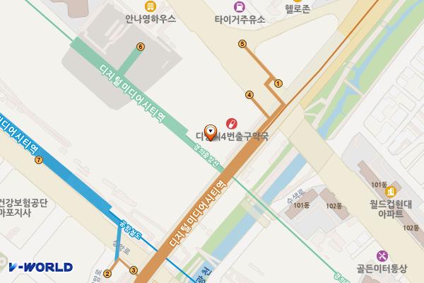 디지털미디어시티역(6) 화장실 위치 지도 — 서울특별시 은평구 수색동 37-36 디지털미디어시티역