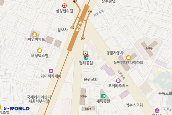 은평평화공원 공영주차장 화장실 위치 지도 — 서울특별시 은평구 서오릉로 47