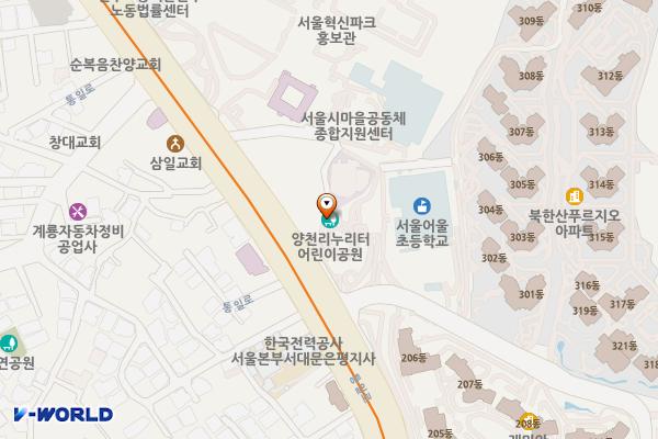 양천리누리터 어린이공원 화장실 위치 지도 — 서울특별시 은평구 통일로 668, 양천누리터 공중화장실 (녹번동)
