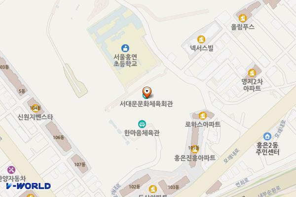 서대문문화체육회관 위치 지도 — 서울특별시 서대문구 백련사길 39