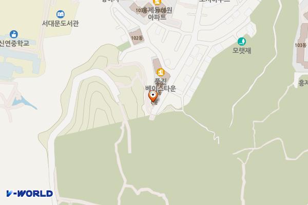 너와집쉼터 화장실 위치 지도 — 서울특별시 서대문구 홍제동 322-95