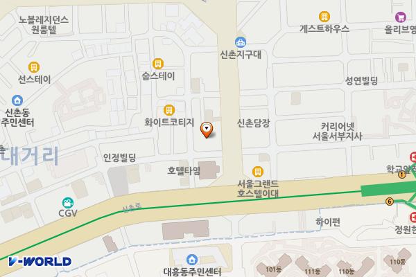신촌 푸르지오 시티 개방화장실 위치 지도 — 서울특별시 서대문구 신촌역로 7