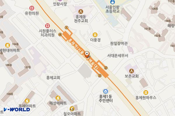 3호선 홍제역 위치 지도 — 서울특별시 서대문구 통일로 지하 440-1
