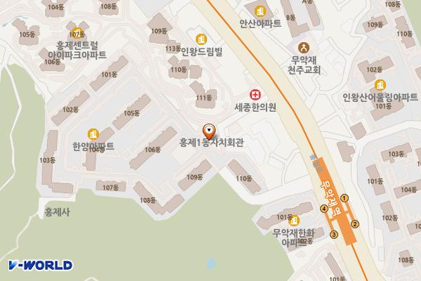 홍제1동 자치회관 위치 지도 — 서울특별시 서대문구 통일로27길 19