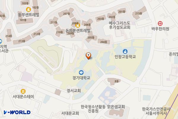 경기대학교 본관 화장실 위치 지도 — 서울특별시 서대문구 경기대로9길 24