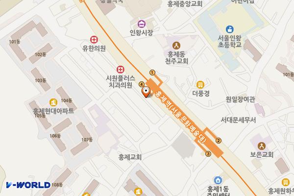 창원이엔지 홍제지점 화장실 위치 지도 — 서울특별시 서대문구 통일로 455