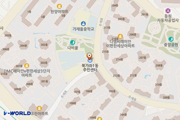 북가좌1동 주민센터 위치 지도 — 서울특별시 서대문구 수색로 100-55
