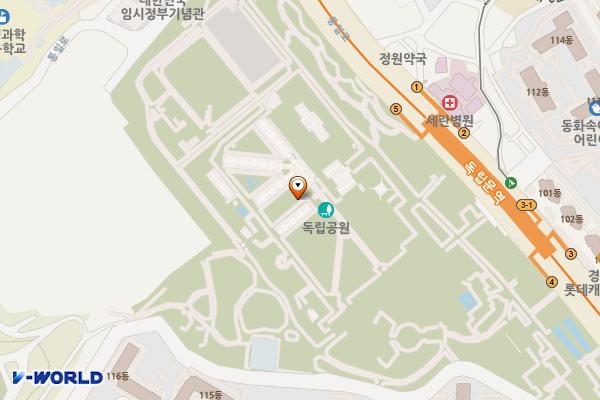 독립공원 공중화장실 위치 지도 — 서울특별시 서대문구 통일로 279-5